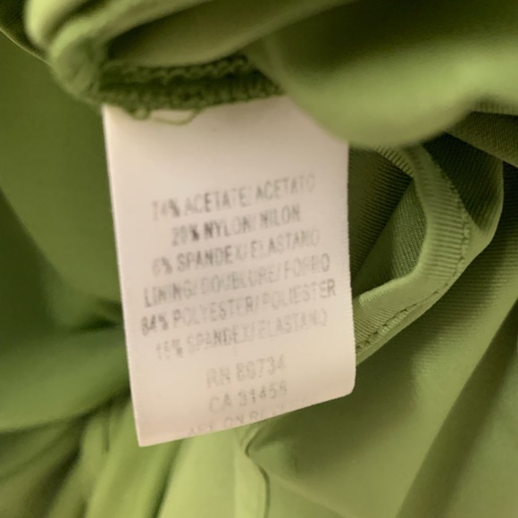 BCBG avocado green dress w/ brown trim SZ Small - Picture 5 of 5